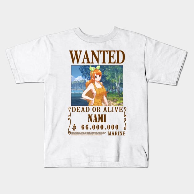 Nami One Piece Wanted Kids T-Shirt by Teedream